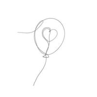 dessin au trait continu amour ballon illustration vecteur isolé