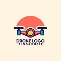 logo de drone avec conception de concept orange