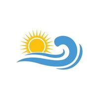 vecteur de modèle de conception d'icône de logo de plage de lever de soleil