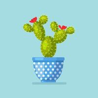 cactus plantes en pot avec des fleurs. plante d'intérieur mexicaine pour les loisirs. conception de vecteur