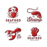 ensemble de modèle de logo de fruits de mer