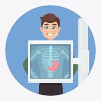 machine à rayons X pour scanner le corps humain. roentgen de l'os de la poitrine. échographie de l'estomac. examen médical pour la chirurgie. conception de vecteur