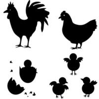 la volaille. silhouette d'oiseaux de poulet coq. abstrait sur fond blanc vecteur