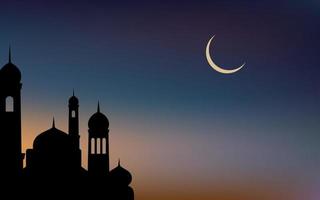 ramadan kareem, modèle de bannière islamique de mosquée silhouette vecteur