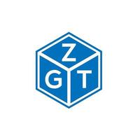 création de logo de lettre zgt sur fond noir. concept de logo de lettre initiales créatives zgt. conception de lettre zgt. vecteur