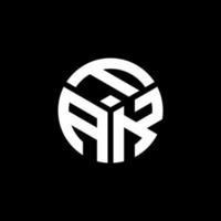 création de logo de lettre fak sur fond noir. fak concept de logo de lettre initiales créatives. conception de lettre fak. vecteur