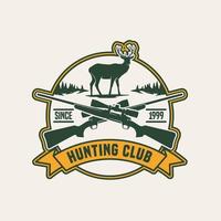 insigne d'étiquette de logo de club de chasse dessiné à la main vecteur