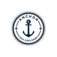 logo emblèmes rétro marins avec ancre et corde vecteur