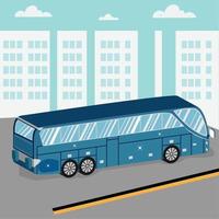 bus bleu 3d isolé dans le vecteur de la rue
