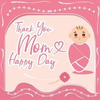 dessin animé mignon nouveau-né avec un message vecteur de carte de bonne fête des mères