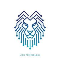 création de logo technologie tête de lion vecteur