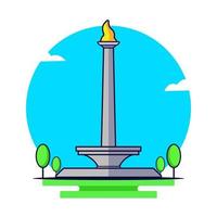 illustration vectorielle de monas, monument national d'indonésie. tugu monas, point de repère de jakarta, indonésie. vecteur