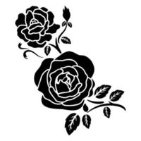 décoration fleur rose noire silhouette vecteur