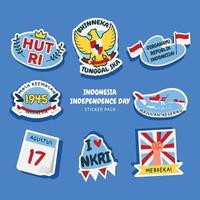 pack d'autocollants de la fête de l'indépendance de l'indonésie vecteur