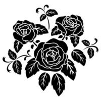 décoration fleur rose noire silhouette vecteur