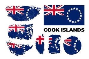bonne fête nationale des îles cook avec fond de drapeau de brosse créative. illustration vectorielle vecteur