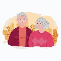 couple de grands-parents posant ensemble vecteur