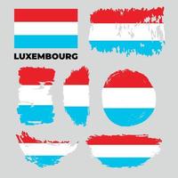 ensemble de drapeaux luxembourgeois grunge. illustration de stock de vecteur isolé sur fond blanc.