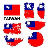 drapeau de taiwan, fond de coup de pinceau. illustration vectorielle vecteur