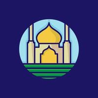 illustration vectorielle de la mosquée. symbole islamique de la mosquée pour le signe du ramadan kareem. bâtiment moderne de la mosquée. style plat de vecteur