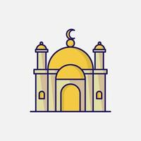 illustration vectorielle de la mosquée. symbole islamique de la mosquée pour le signe du ramadan kareem. bâtiment moderne de la mosquée. style plat de vecteur