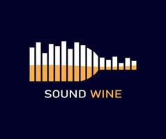 un concept de logo de bar avec des images sonores formant une bouteille de vin vecteur