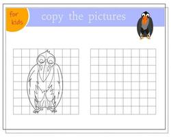 copier l'image, jeux éducatifs pour enfants, corbeau de dessin animé. vecteur