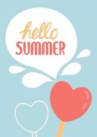 bonjour carte postale colorée d'été, illustration vectorielle design plat vecteur