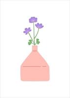 fleur dans un vase, illustration vectorielle simple design plat vecteur