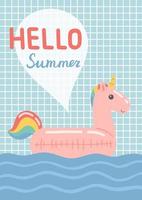 bonjour carte postale colorée d'été, illustration vectorielle design plat vecteur