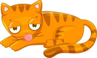 un chat orange fixant un animal de dessin animé vecteur