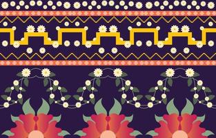 tissu coloré de fleurs, motif ethnique géométrique dans la conception de fond oriental traditionnel pour tapis, papier peint, vêtements, emballage, batik, style de broderie d'illustration vectorielle.