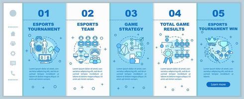 modèle vectoriel de pages Web mobiles d'intégration de tournoi d'esports. concours. idée d'interface de site Web de smartphone réactif avec des illustrations linéaires. écrans pas à pas de la page Web. notion de couleur