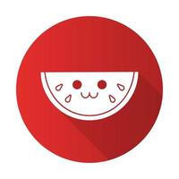 pastèque mignon kawaii design plat grandissime personnage de glyphe. légume heureux avec un visage souriant. emoji drôle, émoticône. illustration de silhouette isolée de vecteur