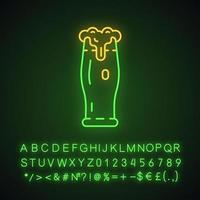 verre d'icône de néon de bière. pinte de bière. bar, bistrot. signe lumineux avec alphabet, chiffres et symboles. illustration vectorielle isolée vecteur
