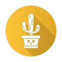 icône de glyphe d'ombre longue à motif plat de cactus d'éléphant. pachycereus au visage voilé. cactus maison en pot. cardon géant mexicain. plante étonnée. plante d'intérieur succulente. illustration vectorielle silhouette vecteur