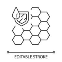 icône linéaire de la membrane d'étanchéité. revêtement résistant à l'eau. matériau de construction dwr. surface résistante aux intempéries. illustration de la ligne mince. symbole de contour. dessin de contour isolé de vecteur. trait modifiable vecteur