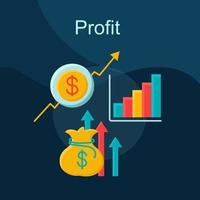 icône de vecteur de concept plat de croissance des bénéfices. ensemble d'illustrations en couleur de dessin animé d'idée d'augmentation de revenu. Développement des affaires. statistiques des transactions boursières. élément de conception graphique isolé