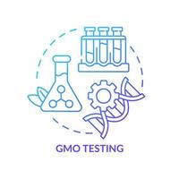 icône de concept de gradient bleu de test d'ogm. illustration de ligne mince d'idée abstraite de service de test alimentaire. contrôle et évaluation de la qualité. dessin de contour isolé. une myriade de polices pro-bold utilisées vecteur