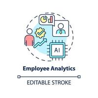 icône de concept d'analyse des employés. exemples d'automatisation dans l'illustration de la ligne mince d'idée abstraite d'entreprise. dessin de contour isolé. trait modifiable. arial, myriade de polices pro-gras utilisées vecteur