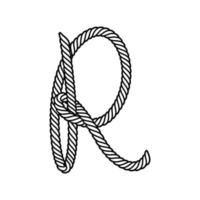 main de corde dessiner alphabet avec corde. lettre R. , élément de conception pour logo, affiche, carte, bannière, emblème, t-shirt. illustration vectorielle vecteur