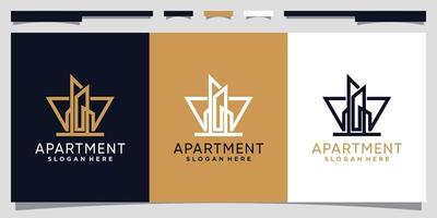 modèle de conception de logo d'appartement avec vecteur premium de style art en ligne