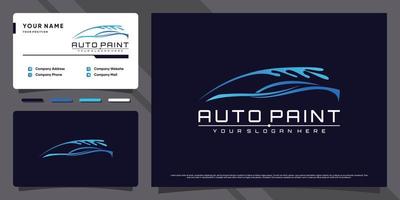 création de logo de peinture de voiture automatique avec concept créatif et conception de carte de visite vecteur premium