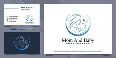 logo maman et bébé avec élément créatif et conception de carte de visite vecteur premium