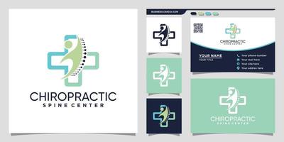 logo chiropratique avec concept moderne unique et conception de carte de visite vecteur premium