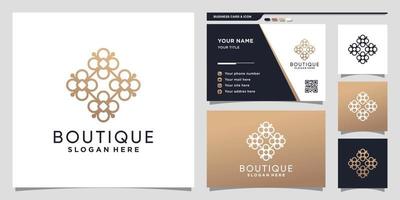 logo de boutique créative avec concept unique et conception de carte de visite vecteur premium