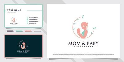 logo maman et bébé avec élément créatif et conception de carte de visite vecteur premium