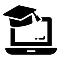 icône de glyphe de vecteur d'étude en ligne, icône d'école et d'éducation