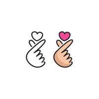 coeur de doigt coréen, geste de la main d'amour. modèle d'icône de logo vectoriel