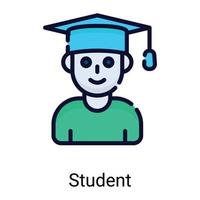 icône de ligne de couleur étudiant diplômé isolé sur fond blanc vecteur